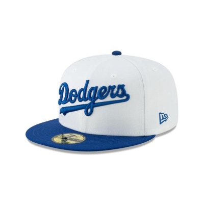 White Los Angeles Dodgers Hat - New Era MLB Cooperstown Logo Pack 59FIFTY Fitted Caps USA2158940